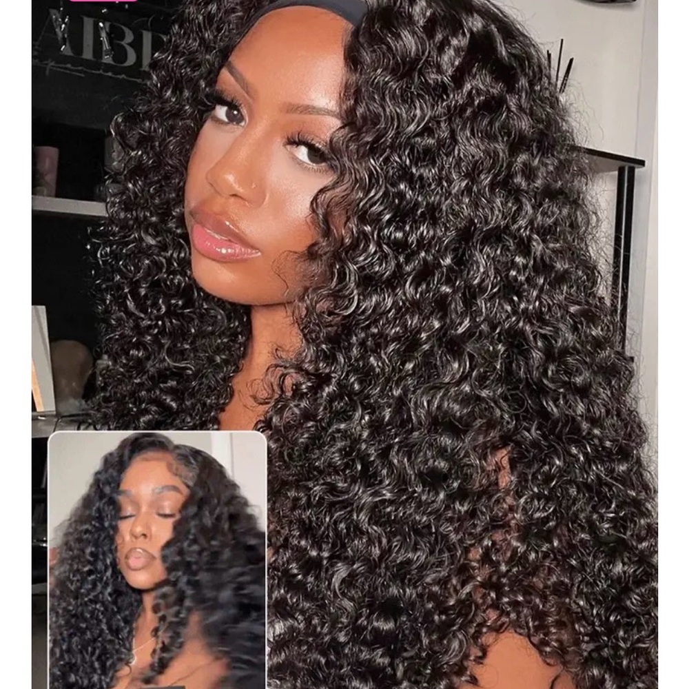 Natural Deep Curly Lace Front Wig - Black
